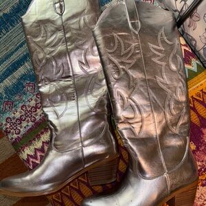 Silver Western Cowboy Boots